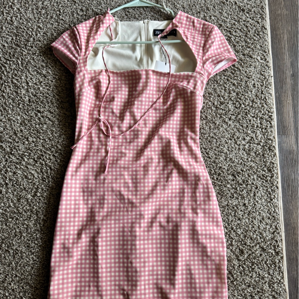 Zara Pink and White gingham Dress